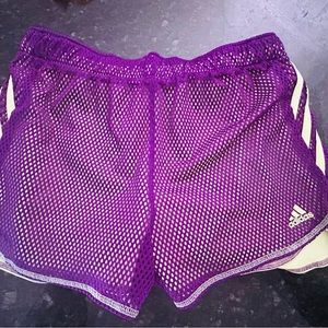 Adidas Shorts Youth Girls Reversible Large Purple Yellow Climacool